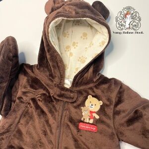 Carter’s 3 Month Winter Mittens Zipper and Hooded Bear Suit PRELOVED